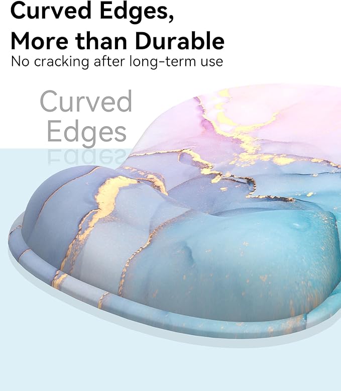 eulps Mouse Pad with Gel Wrist Rest, Ergonomic Comfortable Computer Wrist Support for Laptop, Pain Relief Mousepad with Non-Slip PU Base for Office & Home (Marble)