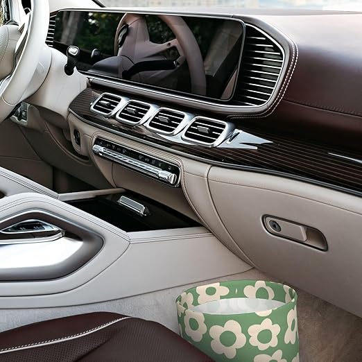 YANGDADA Vintage Groovy Flowers Car Trash Can Small Portable Car Garbage Bag for Back Front Seat RV's Camping Accessories
