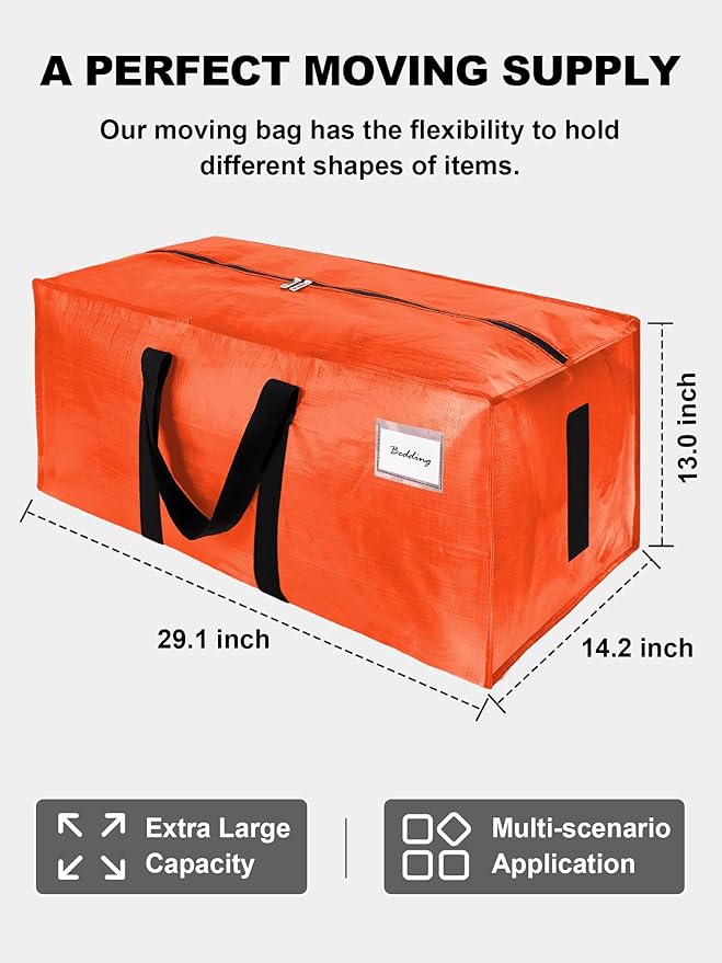 HOMESURE Supports 200lbs Heavy Duty Moving Bags - Strong Zipper & Wrap-Around Handles - Water-Resistant Storage Totes, Durable Alternative to Moving Boxes - 8 Pack -Multi-Color System for Easy Sorting