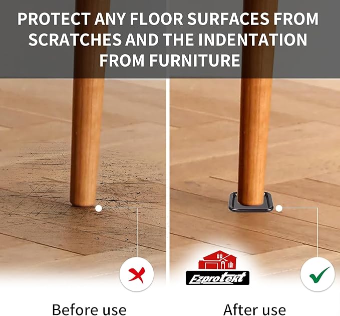 Ezprotekt 1 3/4" Non-Slip Furniture Pads, 16 Pcs Anti-Slip Furniture Caster Cups, Furniture Coasters for Hardwood Floors, Furniture Stoppers to Prevent Sliding - Prevent Floor Scratches, Brown/Black