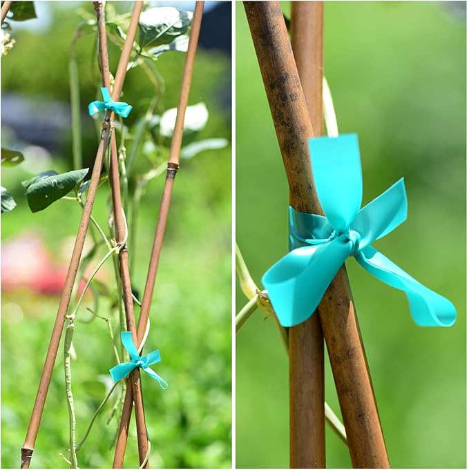 TELENT OUTDOORS 2 Pcs 150 Feet x 1/2" Wide Stretch Tie Tape Green Plant Garden Tie, Garden Vinyl Stake for Branches, Climbing Planters, Flowers