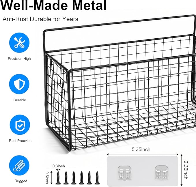2 Pack Large Adhesive Cabinet Organizer - Lid Organizer Inside Cabinet Wall Mounted Pantry Door Caddy for Food Container Lid Kitchen Under Sink Basket