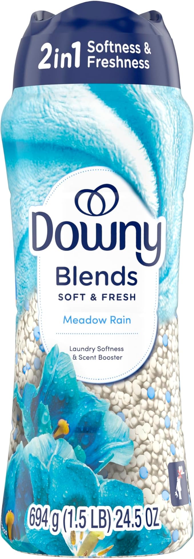 Downy Blends In Wash Laundry Scent Booster Beads, Meadow Rain Scent, 24.5 OZ, Fabric Softener Beads And Freshness (Pack of 4)