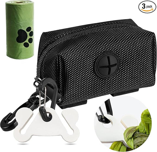 Hilihali Dog Poop Bag Holder for Leash Attachment Dog Poop Bag Dispenser Dog Waste Bag Dispensers Dog Poop Bag Holders Fit Dog Leash Accessory With Hand Free Holder Carriers, Black