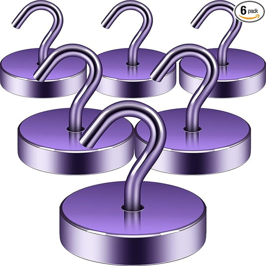 Neosmuk Magnetic Hooks, Cruise Ship Essentials, 100lb+ Heavy Duty Magnetic Hooks for Cruise Cabins, Refrigerator, Grill, Hanging, and Travel | Extra Strong Must-Haves Magnet Hook,Purple