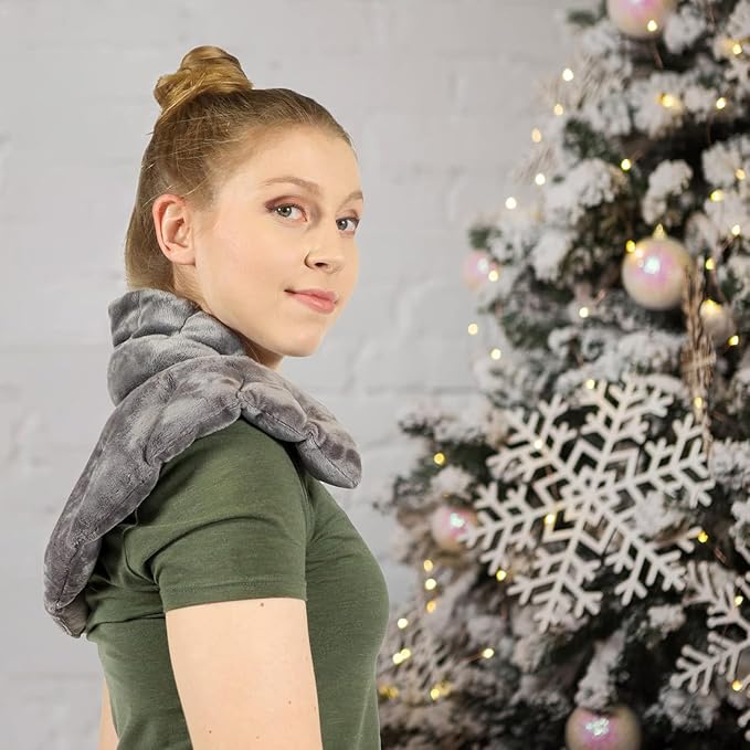 Mars Wellness Heated microwavable Neck and Shoulder Wrap - Herbal Hot/Cold Deep Penetrating Weighted Herbal Aromatherapy Shoulder and Neck Therapy Wrap - Made in The USA (Charcoal) - 3 Pack
