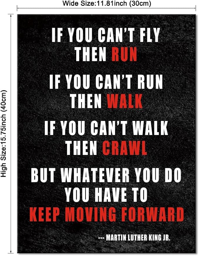 Pyradecor Keep Moving Forward Motivational Classroom Positive Quotes Inspirational Poster Canvas Prints Wall Art for Office Living Room Home Decorations