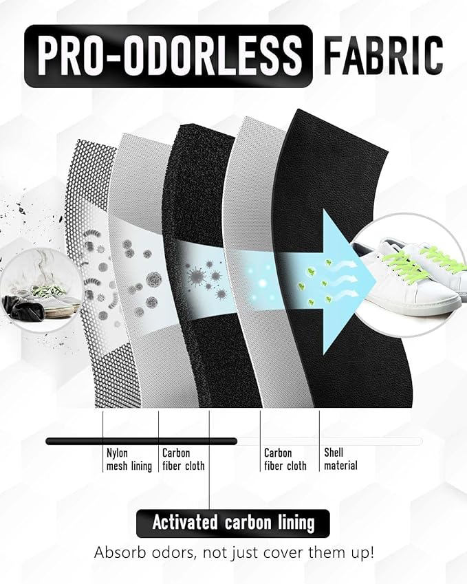Smell Proof Shoe Bags for Travel - Soccer Cleat Bag Smell Proof with Active Carbon Fabric | Odor-Absorbing Water-Resistant Track Shoe bags for Sports (Black with Green, UP TO US14)