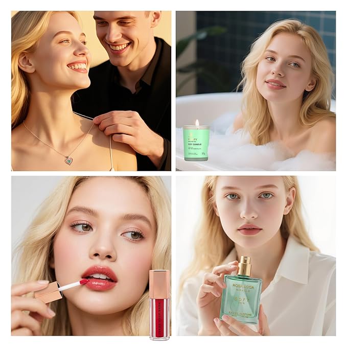 Tea Tree Women Collagen Face Sheet Mask Skin Care Gift, 33 Pcs Self-Care Relaxation Set, Under Eye Patch, Necklace, Lip Gloss, Bath and Body Kit, Face Serum, Christmas, Mother Day, Birthday Present