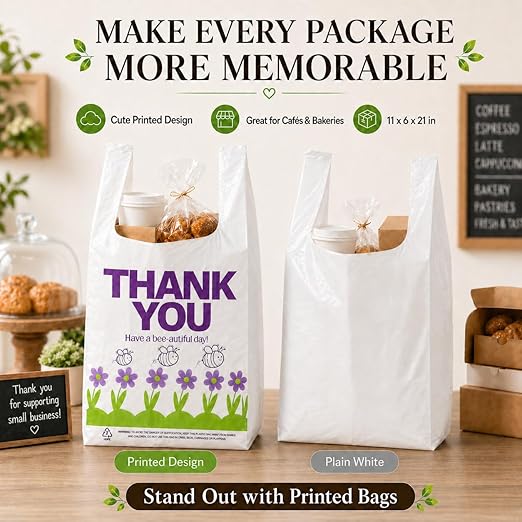 YoYoRain 800 Pack Purple T-Shirt Bags, 11"x6"x21" Plastic Carry Bags with Handles for Retail & Grocery Use