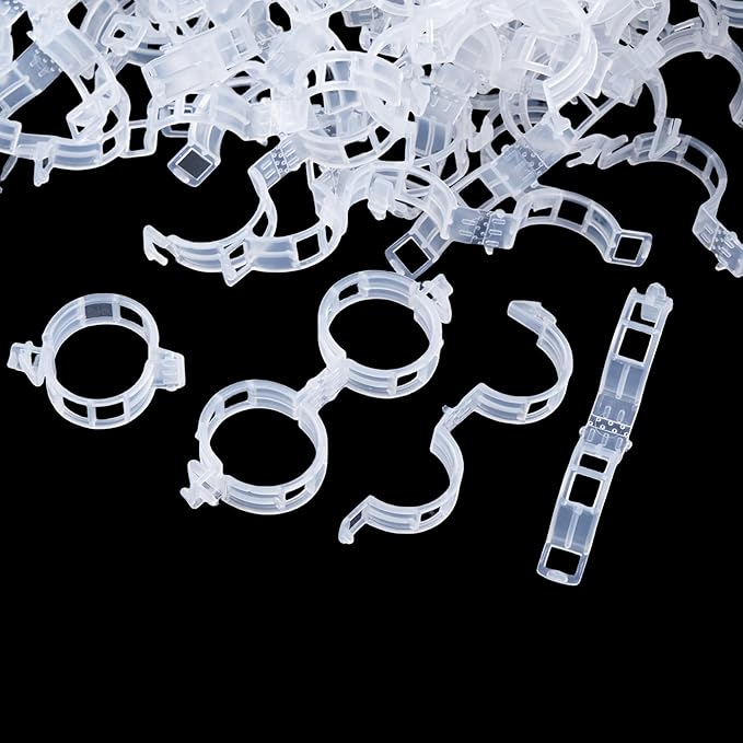 CIQIYO 200 Pcs Plant Support Clips,Plastic Clips for Securing Plants,Tomato Vine Clips,Plant Fixing Clips,Garden Clips for Climbing Plants,Grape and Vine Vegetables (200, White)