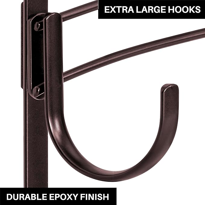 LYNK Professional® Home™ Over the Door Hooks - 14 Hook – Over the Door Coat Rack - Over the Door Hanger - Hanging Towels or Clothes - Bathroom, Bedroom, Laundry Room - Lifetime Ltd. Warranty, Bronze