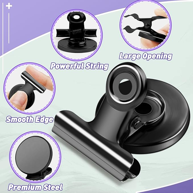 VNDUEEY Strong Magnetic Clips, 60 Pack Refrigerator Magnets Fridge Magnets, Magnetic Clips for Whiteboard Magnet Metal Clip Classroom Cruise Ships, Heavy Duty Clip Magnet for Locker Girls (Black)
