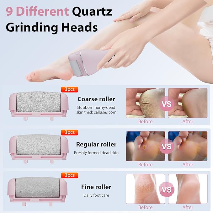 Electric Callus Remover for Feet, Rechargeable Portable Electronic Foot Callus Remover 2-in-1 Wet/Dry Foot Scrubber Electric Toot File for Hard Cracked Dry Dead Skin（Pink）
