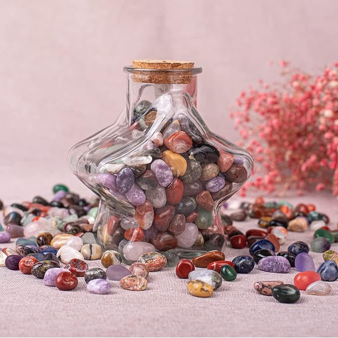 Polished Multicolor Healing Crystal Stone Set, 72 Pcs, 0.5" Handpicked Tumbled Stones for Healing, Reiki, Meditation, Crafting, Home Decor, Ethically Sourced, Multicolor