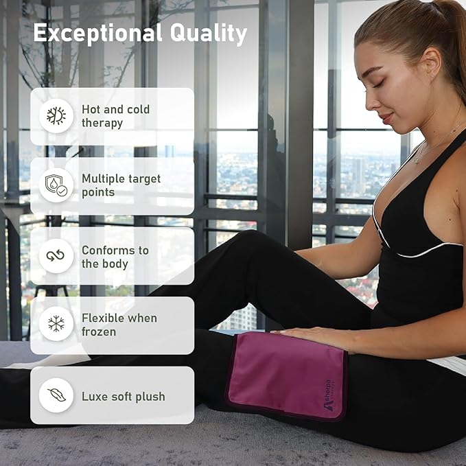 Medium Flexible Gel Ice Packs Reusable - Hot and Cold Soft Ice Packs for Injuries Reusable for Ankle, Arm, Foot, Leg, Back Pain Relief - 8" x 12" - Purple