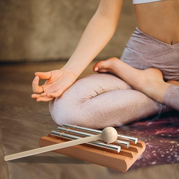 Energy Chimes Percussion Hand Bells: Trio 3 Tone Chime Music Instrument with Mallet for Yoga Meditation Sound Healing Teachers' Classroom Tools