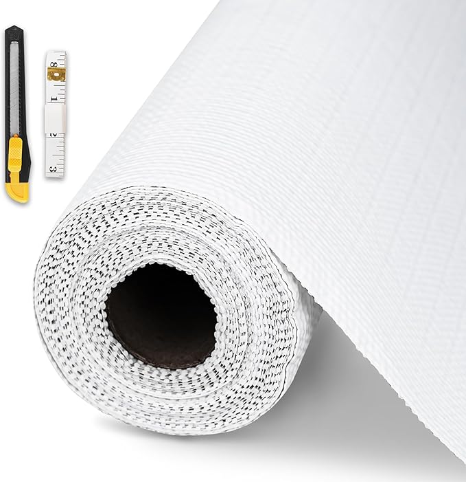 Drawer and Shelf Liner for Kitchen Cabinet,Non-Adhesive Cabinet Liner 12in x 20FT,Waterproof Shelf Paper Non-Slip Mats Cupboard Liners Contact Protect Dresser/Shelves/Table-White