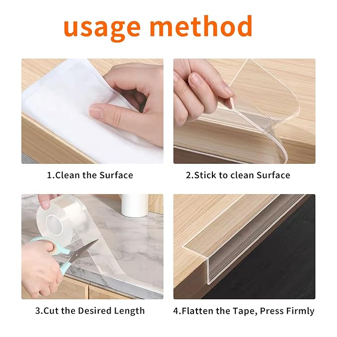 2-Pack Baby Proofing Edge Protector for Baby, 2in x 9.84Ft, Clear Edge Protector Strip Sharp Edge Wrap Cover Tape, Corner Bumpers for Furniture, Crib Rail Covers for Teething
