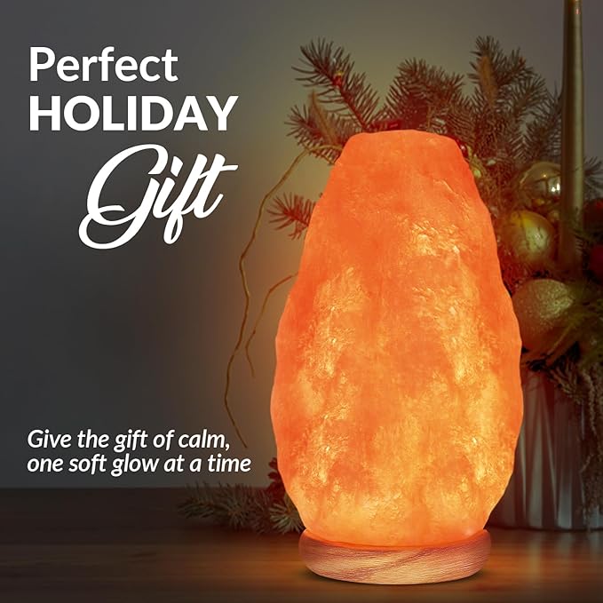 WBM Salt Lamp - USB Himalayan Salt Lamp with Touch Dimmer Control, Natural Pink Crystal, 5-7 lbs, Wooden Base, LED Bulb, Room Decor, Home Decor, Relaxation, Ambiance, Gift