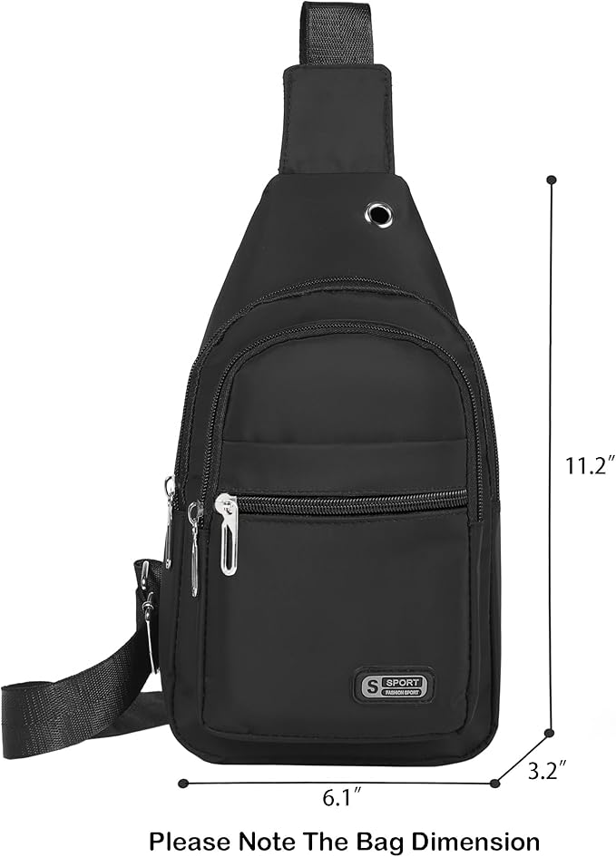 Banelu Small Sling Backpack Crossbody Sling Bag for Men Women, Chest Bag Daypack Fanny Pack Cross Body Bag for Outdoors Hiking Traveling - Black