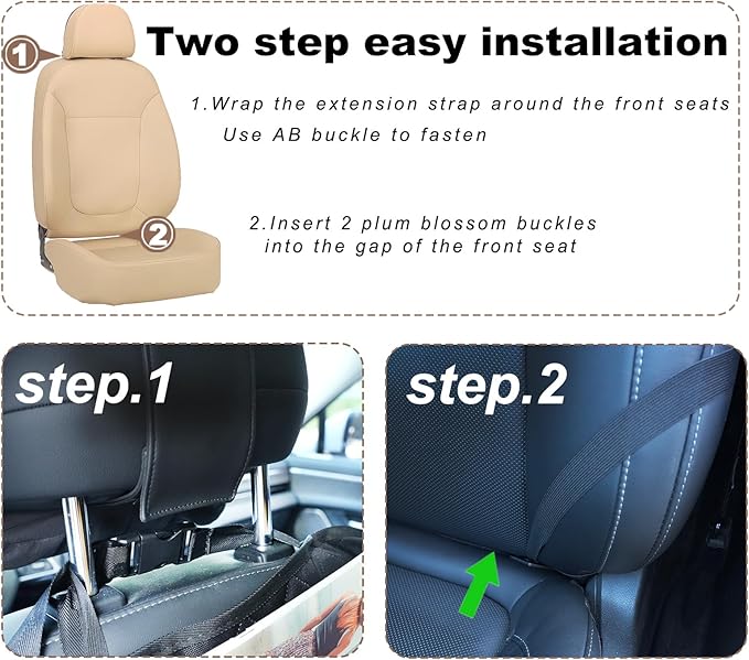 Car Seat Organizers, Multi-functional Back Seat Protectors, Storage Pouches, Child Kicking Prevention and Tray Holders Kick Mats Back (for Cars, Kids, and Rear Seats) (Black, 2 Pack)