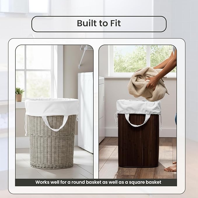 LFH Home Cotton Canvas Large Laundry Bag with Handle, Heavy Duty Drawstring Closure Washable Laundry Bags, School Travel, Home, Hotel, College Dorm, Organizer Sack, Toy Clothes 28x40 (Pack of 2)-White