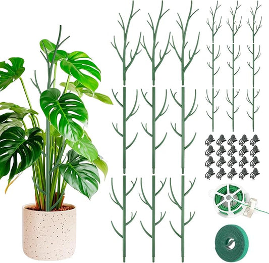 Honeydak 18 Pack Monstera Plant Support Plant Support Stakes for Indoor Plants Stackable Monstera Climbing Sticks with Orchid Clips Twist Ties for Potted Tomato Pothos Philodendron