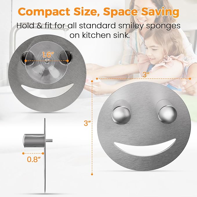 Semcide Sponge Holder, Stainless Steel Sink Caddy w/Suction Cup Installation, Sponge Organizer for Kitchen/Bathroom Sink, Self Draining, Dishwasher Safe for Holding Sponges, Silver(1-Pack)
