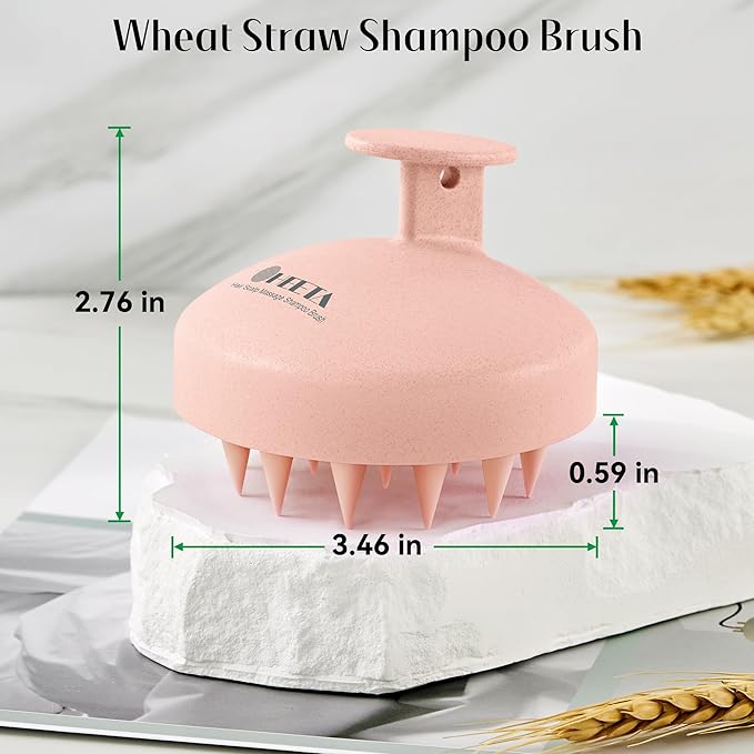 HEETA Scalp Scrubber Shampoo Brush, Scalp Massager Tool for Hair Growth, Soft Silicone Bristles for Dandruff Removal Wet Dry Use Women Men Kids Pet, Fit All Hair Types Care, Pink