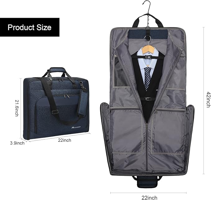 Modoker Carry On Garment Bags for Travel Hanging Clothes Suit Bag Luggage Organizer, Foldable Suit Carrier Gift for Men Women