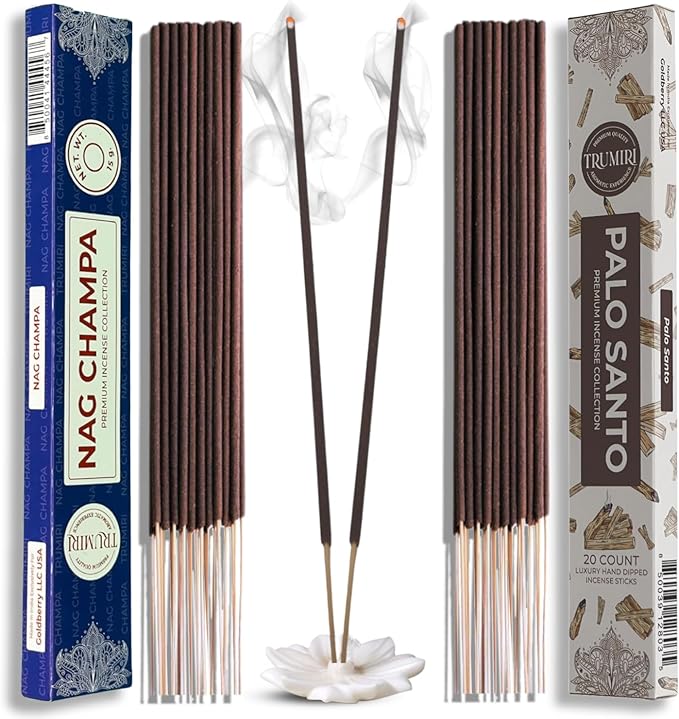Trumiri Incense Sticks - Combo Pack of 35 Insence-Sticks - 15 Nag Champa + 20 Palo Santo - Insenses - Insents - Incents - Inscense - Incence - Incienso - All Natural Incense Sticks