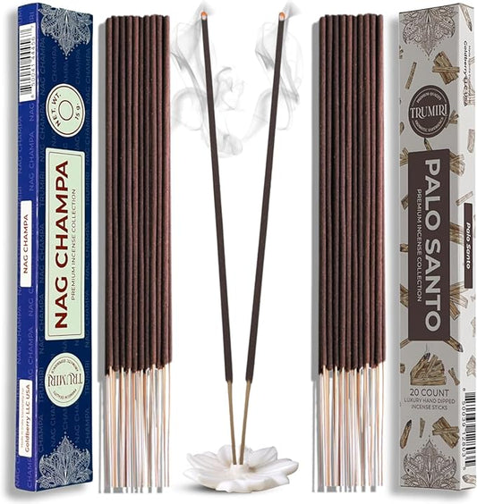 Trumiri Incense Sticks - Combo Pack of 35 Insence-Sticks - 15 Nag Champa + 20 Palo Santo - Insenses - Insents - Incents - Inscense - Incence - Incienso - All Natural Incense Sticks