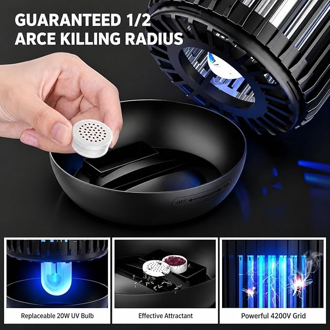 Bug Zapper Outdoor Indoor, Mosquito Zapper, Electric Fly Traps IPX4 Waterproof 20W Lamp Fly Insects Traps for Patio, Garage, Backyard, Porch