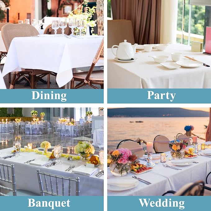 VidaFete Tablecloth 60 * 120inch 10 Pack Rectangle Table Cloth Polyester, Stain Wrinkle Resistant Dining Table Cover for Kitchen Dining Party Wedding Rectangular Tabletop Buffet Decoration (White)