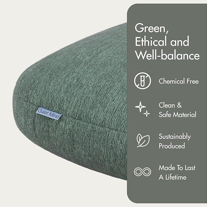 Quiet Mind Weighted Pillow for Adults 9 Lbs - Get Better Sleep - Sustainably Made and Chemical Free - Machine Washable (Medium, Agave Green)