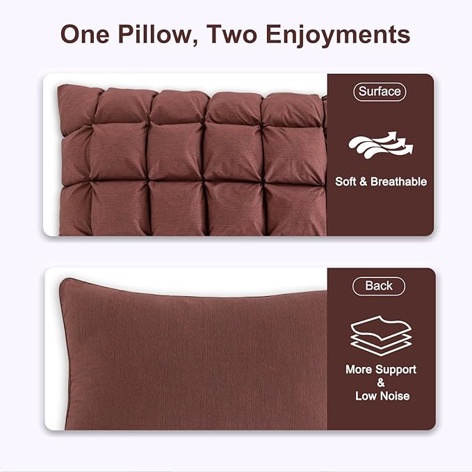 YOUR MOON Soft Pillows King for Sleeping, Support Bed Pillows, Fluffy Down Alternative Pillow, Luxury Hotel Gel Standard Pillows for Side Sleeping (Brown)