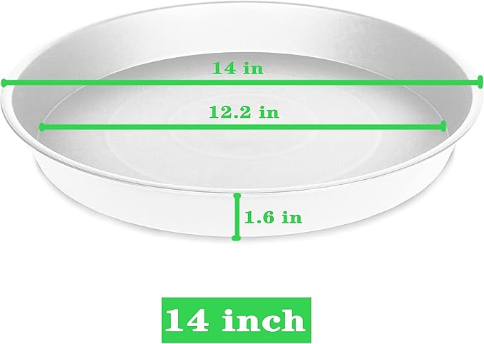 Bleuhome 4 Pack of 14 inch Plant Saucers, Plant Saucer 14" Round, Plastic Plant Tray for Flower Pots, White Planters for Indoor Plants, Plant Trays for Planter 12-15" (14", Creamy White)