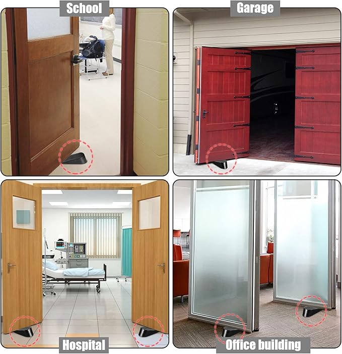 Big Door Stopper 2 Packs, Heavy Duty Wedge Rubber Door Stop Works on All Floor Surfaces, Non-Scratching Doorstops Special for Home Office School Heavy Door (Black, H1.9 x L6.3 x W2.7 Inches)