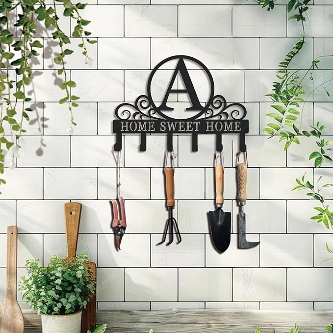 Metal Letter A Key Holder for Wall, Monogram Coat Rack Wall Mount, Key Hooks Perfect for Bathroom, Living Room, Kitchen, Office Ideal Wedding, Anniversary, Housewarming Gift (A)