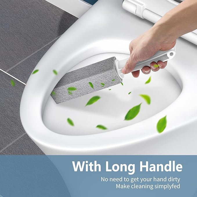 Laiyeoy Toilet Bowl Cleaner Pumice Stone -Hard Water Stain Remover with Ergonomic Handle, Powerfully Removes Toilet Bowl Rings，Rust &Lime，Ideal for Toilet Brush/BBQ Grills/Sink/Pool/Bathroom【2Pack】
