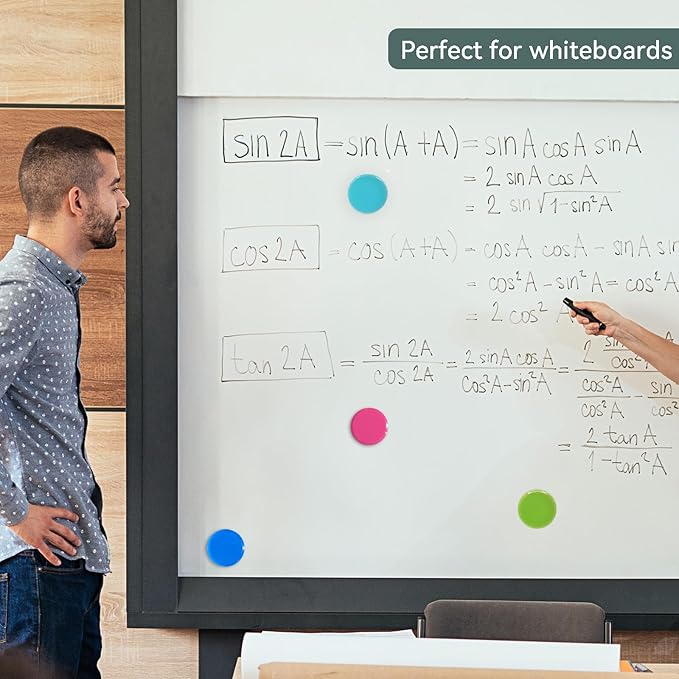 Fridge Magnets, 50 Pack Strong Refrigerator Magnets - Heavy Duty Small Round Magnets for Whiteboard Office Home, Cute Mini Magnet with 5 Colors for Locker Classroom Organization