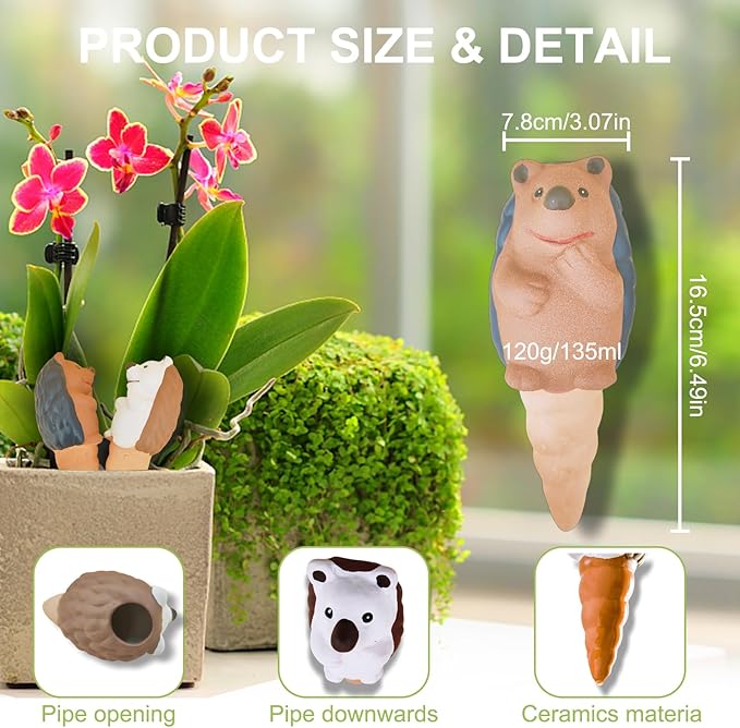 Tuzinano Self Watering Planter Insert Terracotta Watering Spikes Premium Plant Watering Devices Irrigation Dripper Self Watering Spikes Automatic Plant Accessories 4 Packs