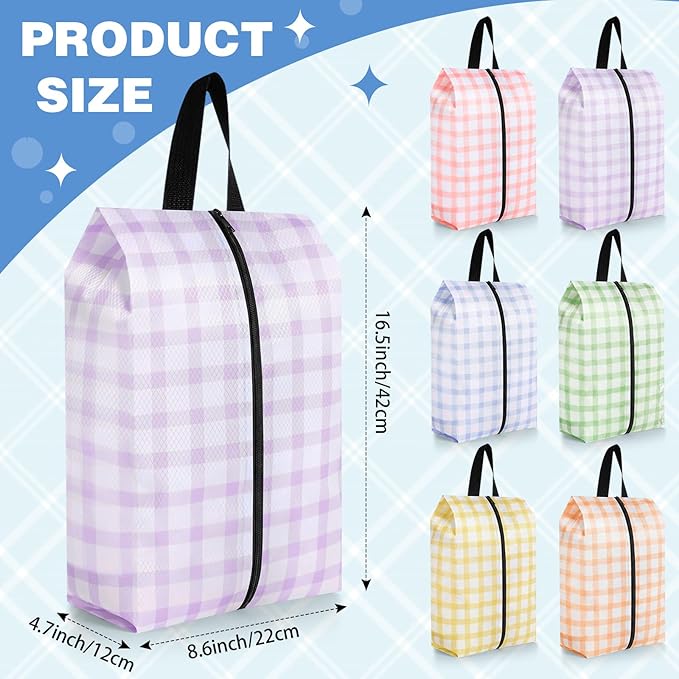 Bulyoou 6 Pcs Travel Shoe Bags with Zipper Portable Suitcase Shoe Organizer Packing for Men Women Nylon Multicolor(L,Fresh Color)