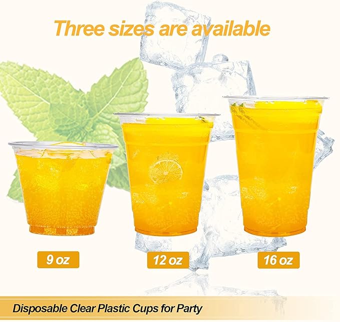 TashiBox plastic cups [24 oz 100cups],Clear Crystal disposable plastic cups,smoothie cup