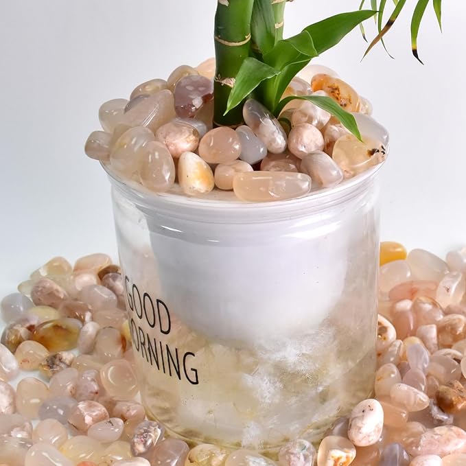 Polished Sakura Agate Crystals - 72 Pcs, 0.5" 10 oz Handpicked Natural Tumbled Gemstones Rocks, Pebbles for Reiki, Chakra, Healing Home Decor