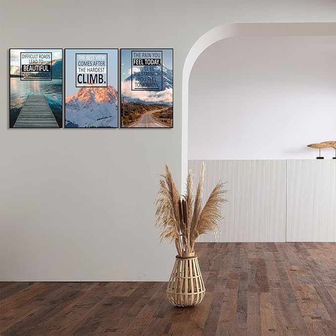 KAWAHONE Inspirational Wall Art, Motivational Quotes Decor Posters, landscape Canvas Wall Art, Positive Affirmations Canvas for Work Place Library, Gym,Office,Living Room