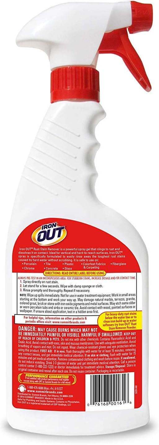 Iron Out Rust Stain Remover Spray Gel, 16 Fl. Oz. Bottle 2 Pack, n/a