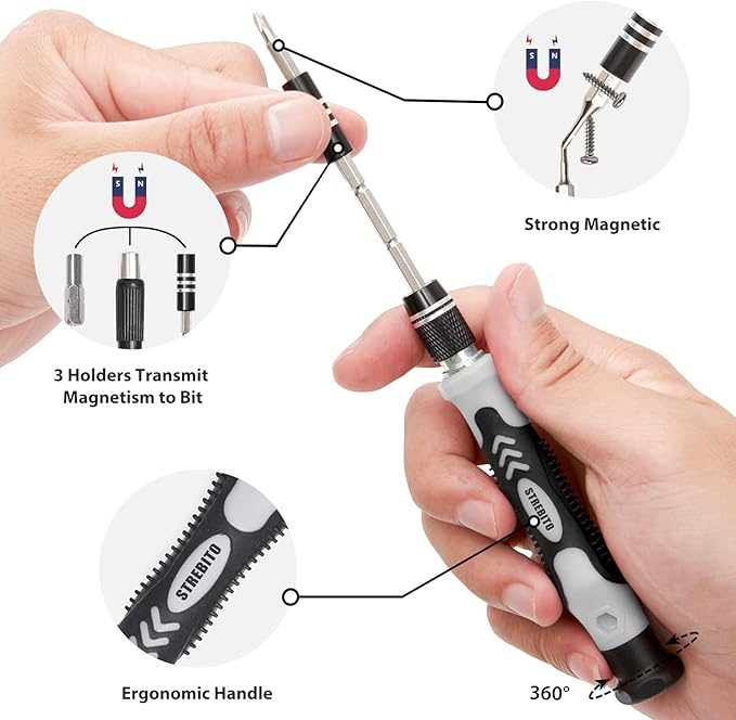 STREBITO Precision Screwdriver Set 142-Piece Computer Tool Kit, Magnetic Screwdriver Set, Laptop Screwdriver Kit, Electronic Repair Kit, Tech Toolkit for PC, Phone, Macbook, Nintendo, PS4, Xbox Controller