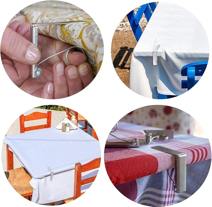 Latomex Tablecloth Clips 12 Packs Picnic Table Clips Stainless Steel Tablecloth Cover Clamps Table Cloth Holders Ideal for Home, Kitchen, Restaurant, Weeding, Picnic, Patio and Party(Up to 2.4")